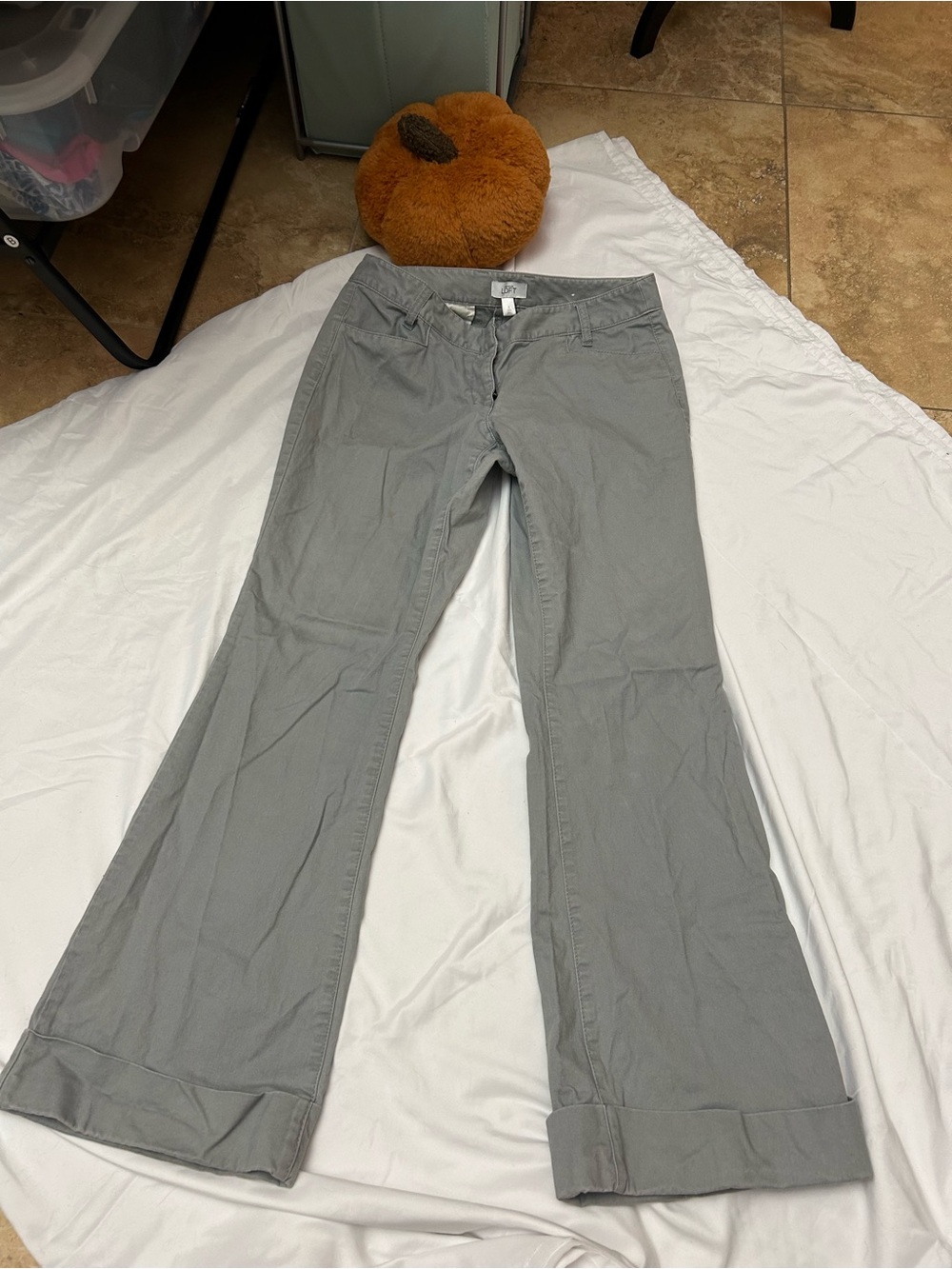 LOFT Gray Wide Leg Jeans - Flared Hem